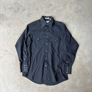 Shepler’s Western Shirt cowboy vtg pearl Snap Black Mens size 15 1/2